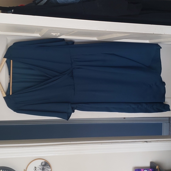 Dex 3X Teal faux wrap dress - Picture 2 of 8